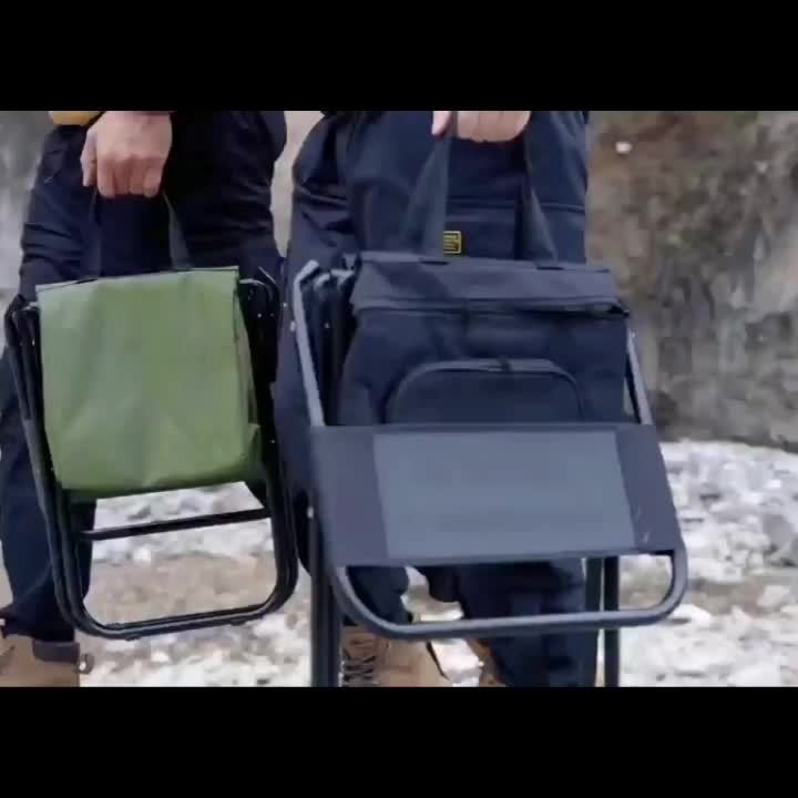 Portable Folding Chair with Built-in Cooler Bag - Camouflage Design, Sturdy Steel Frame, Ergonomic Handle & Backrest - Lightweight for Camping, Hunting, Beach, Fishing - Easy-Clean Material, Foldable Outdoor Seat, Camping Essentials, Durable Fabric