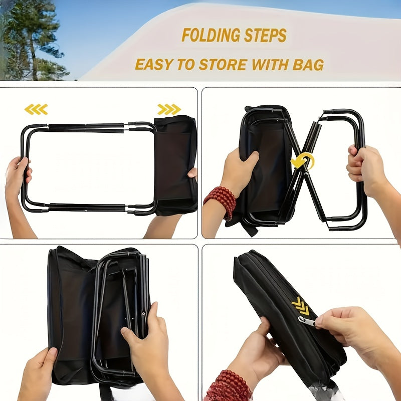 Portable Camping Chair Compact Lightweight Portable Outdoor Camping Chair | Durable Folding Stool with Zippered Storage Bag, Supports up to 265 lbs, Ideal for Camping, Fishing, Hiking, Boating, or Outdoor Concerts