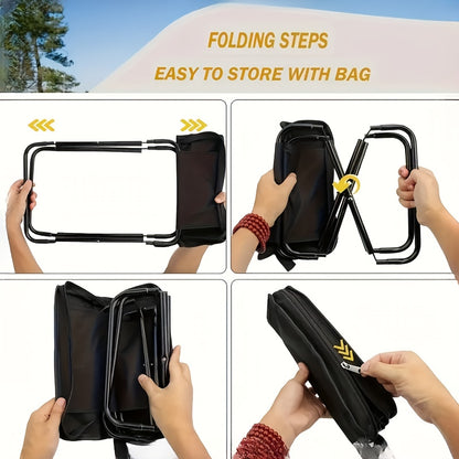 Portable Camping Chair Compact Lightweight Portable Outdoor Camping Chair | Durable Folding Stool with Zippered Storage Bag, Supports up to 265 lbs, Ideal for Camping, Fishing, Hiking, Boating, or Outdoor Concerts