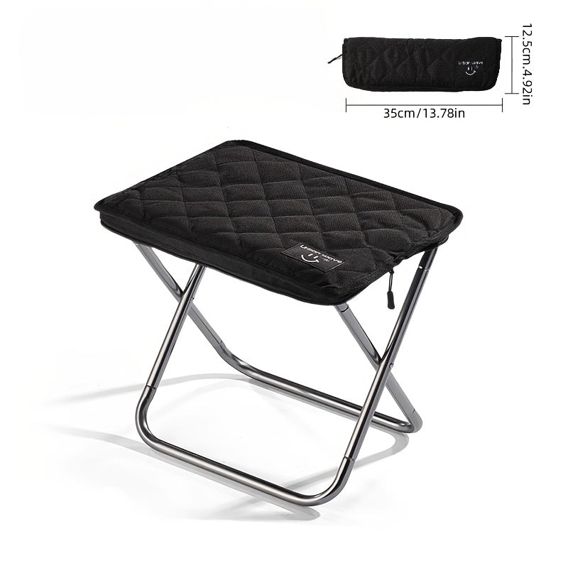 URBANWAVE Portable Folding Stool - Lightweight Aluminum Alloy Square Chair with Quilted Design, Ideal for Camping, Picnics, and Travel, Includes Carrying Bag, Outdoor Seating | Stylish Seating | Aluminum Frame Chair, Stool Seating