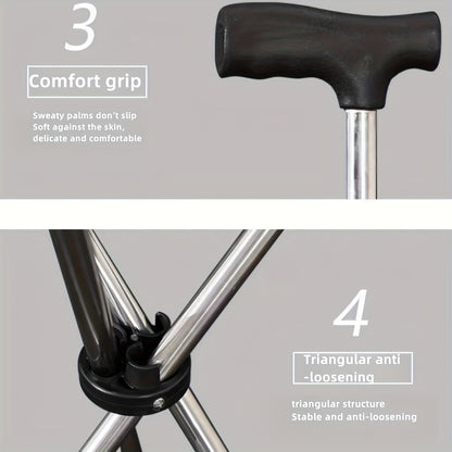 Lightweight Aluminum Folding Stick Chair - Square Outdoor Leisure Stool for Elderly & Hiking
