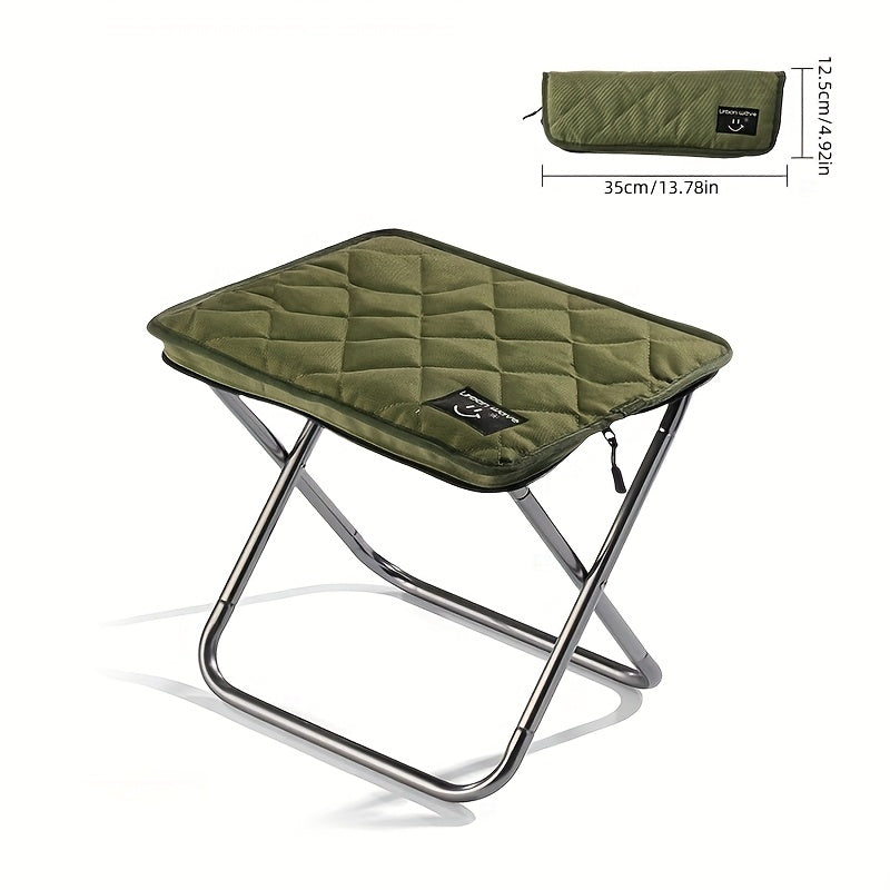 URBANWAVE Portable Folding Stool - Lightweight Aluminum Alloy Square Chair with Quilted Design, Ideal for Camping, Picnics, and Travel, Includes Carrying Bag, Outdoor Seating | Stylish Seating | Aluminum Frame Chair, Stool Seating