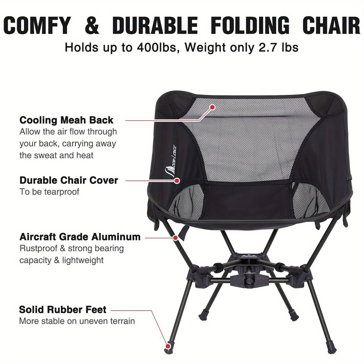 Ultralight 4th Generation Moon Lence Camping Chair - Compact, Foldable Aluminum Frame with Oxford Fabric for Hiking, Mountaineering, Beach