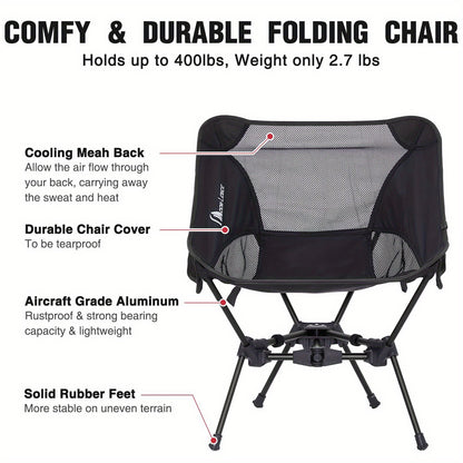 Ultralight 4th Generation Moon Lence Camping Chair - Compact, Foldable Aluminum Frame with Oxford Fabric for Hiking, Mountaineering, Beach