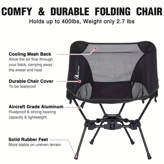 Ultralight 4th Generation Moon Lence Camping Chair - Compact, Foldable Aluminum Frame with Oxford Fabric for Hiking, Mountaineering, Beach