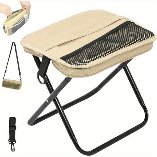 Portable Folding Backpack Chair with Carry Bag - Compact Lightweight Stool for Camping, Fishing, Picnic & Travel - Ergonomic Design, Durable Metal Frame & Breathable Mesh Storage Pocket, Folding Camping Chair, Sturdy Construction