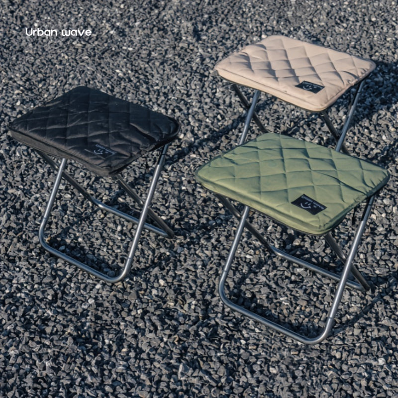 URBANWAVE Portable Folding Stool - Lightweight Aluminum Alloy Square Chair with Quilted Design, Ideal for Camping, Picnics, and Travel, Includes Carrying Bag, Outdoor Seating | Stylish Seating | Aluminum Frame Chair, Stool Seating