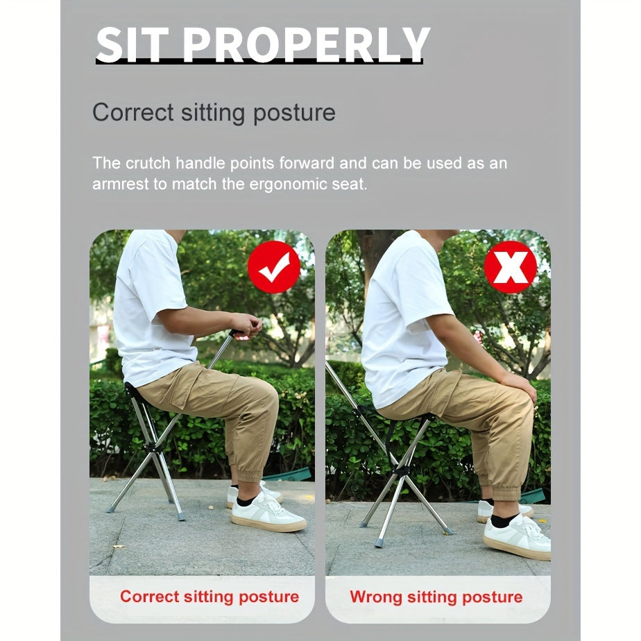 Lightweight Aluminum Folding Stick Chair - Square Outdoor Leisure Stool for Elderly & Hiking