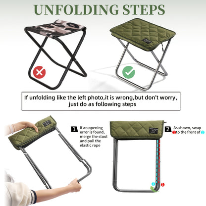 URBANWAVE Portable Folding Stool - Lightweight Aluminum Alloy Square Chair with Quilted Design, Ideal for Camping, Picnics, and Travel, Includes Carrying Bag, Outdoor Seating | Stylish Seating | Aluminum Frame Chair, Stool Seating