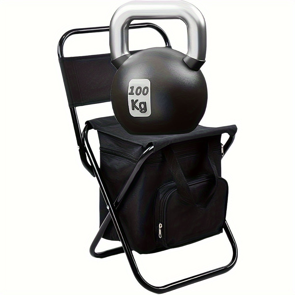 Portable Folding Chair with Built-in Cooler Bag - Camouflage Design, Sturdy Steel Frame, Ergonomic Handle & Backrest - Lightweight for Camping, Hunting, Beach, Fishing - Easy-Clean Material, Foldable Outdoor Seat, Camping Essentials, Durable Fabric