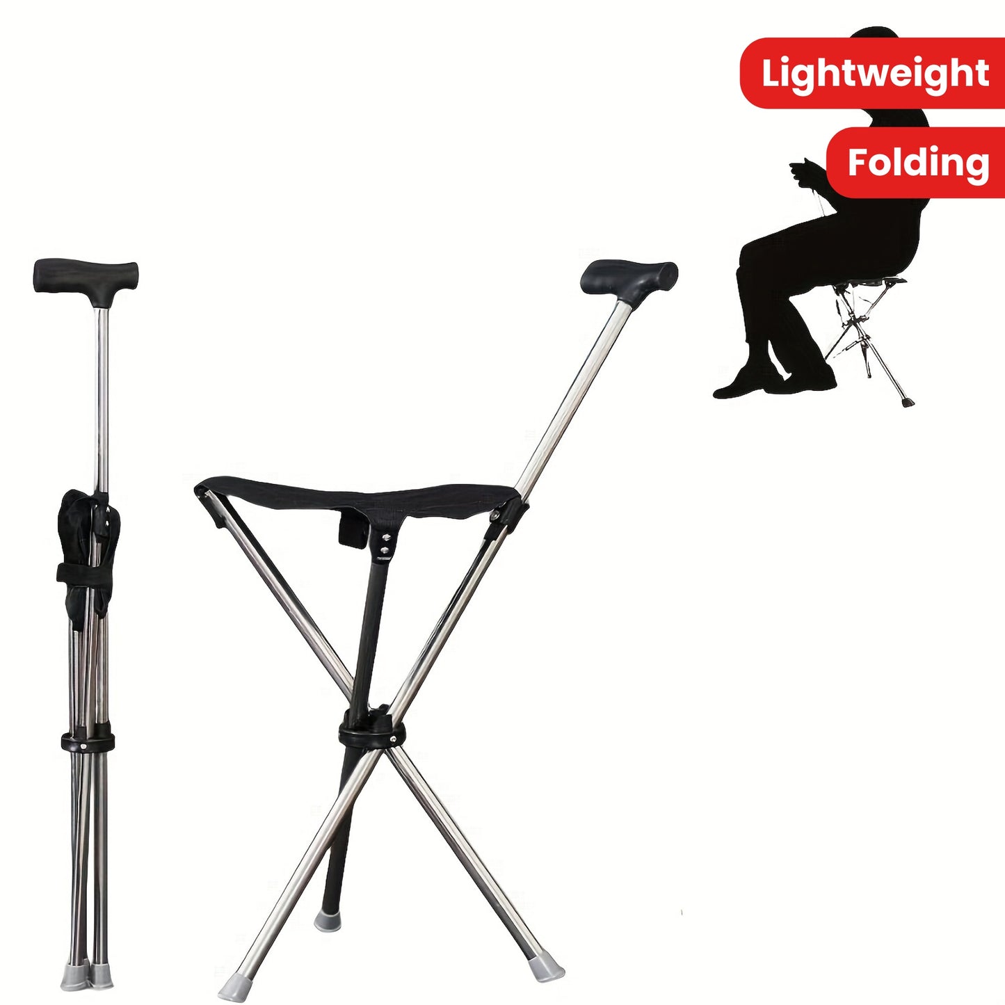 Lightweight Aluminum Folding Stick Chair - Square Outdoor Leisure Stool for Elderly & Hiking