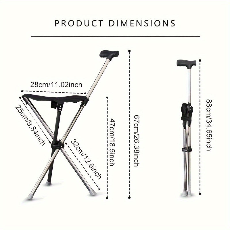 Lightweight Aluminum Folding Stick Chair - Square Outdoor Leisure Stool for Elderly & Hiking