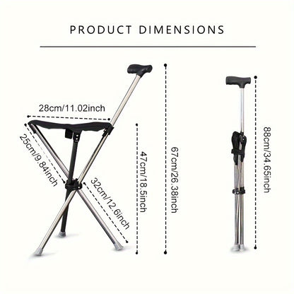 Lightweight Aluminum Folding Stick Chair - Square Outdoor Leisure Stool for Elderly & Hiking