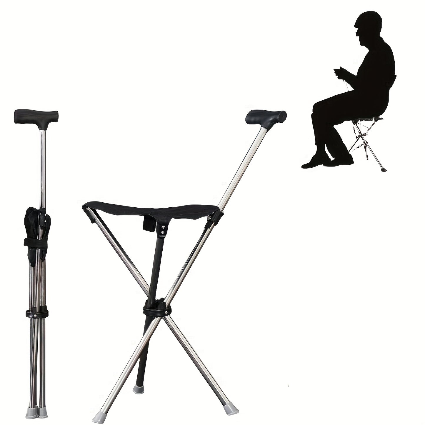 Lightweight Aluminum Folding Stick Chair - Square Outdoor Leisure Stool for Elderly & Hiking