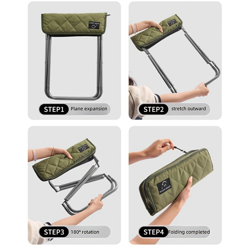 URBANWAVE Portable Folding Stool - Lightweight Aluminum Alloy Square Chair with Quilted Design, Ideal for Camping, Picnics, and Travel, Includes Carrying Bag, Outdoor Seating | Stylish Seating | Aluminum Frame Chair, Stool Seating