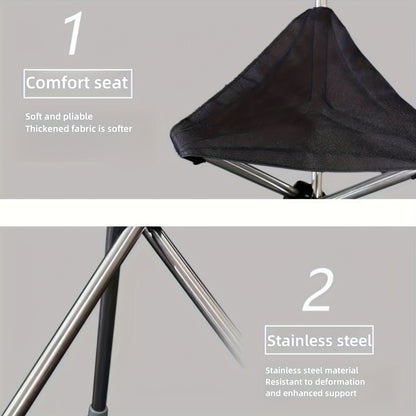 Lightweight Aluminum Folding Stick Chair - Square Outdoor Leisure Stool for Elderly & Hiking