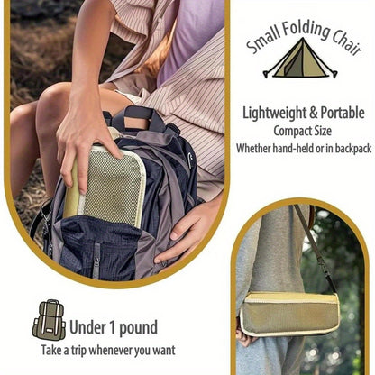 Portable Folding Backpack Chair with Carry Bag - Compact Lightweight Stool for Camping, Fishing, Picnic & Travel - Ergonomic Design, Durable Metal Frame & Breathable Mesh Storage Pocket, Folding Camping Chair, Sturdy Construction