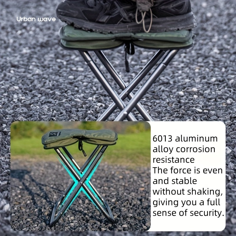 URBANWAVE Portable Folding Stool - Lightweight Aluminum Alloy Square Chair with Quilted Design, Ideal for Camping, Picnics, and Travel, Includes Carrying Bag, Outdoor Seating | Stylish Seating | Aluminum Frame Chair, Stool Seating