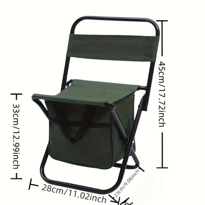Portable Folding Chair with Built-in Cooler Bag - Camouflage Design, Sturdy Steel Frame, Ergonomic Handle & Backrest - Lightweight for Camping, Hunting, Beach, Fishing - Easy-Clean Material, Foldable Outdoor Seat, Camping Essentials, Durable Fabric