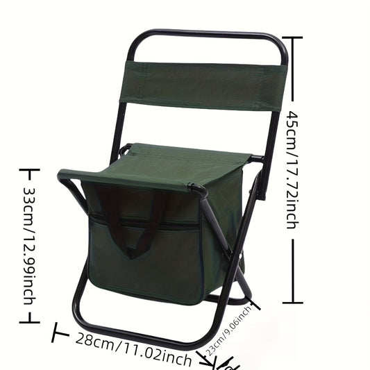 Portable Folding Chair with Built-in Cooler Bag - Camouflage Design, Sturdy Steel Frame, Ergonomic Handle & Backrest - Lightweight for Camping, Hunting, Beach, Fishing - Easy-Clean Material, Foldable Outdoor Seat, Camping Essentials, Durable Fabric