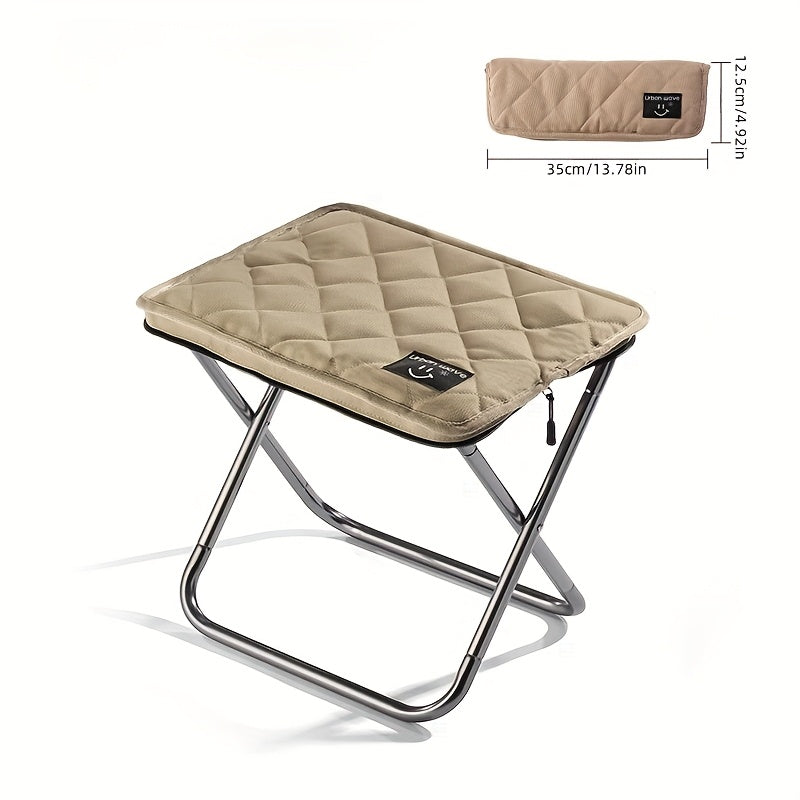 URBANWAVE Portable Folding Stool - Lightweight Aluminum Alloy Square Chair with Quilted Design, Ideal for Camping, Picnics, and Travel, Includes Carrying Bag, Outdoor Seating | Stylish Seating | Aluminum Frame Chair, Stool Seating