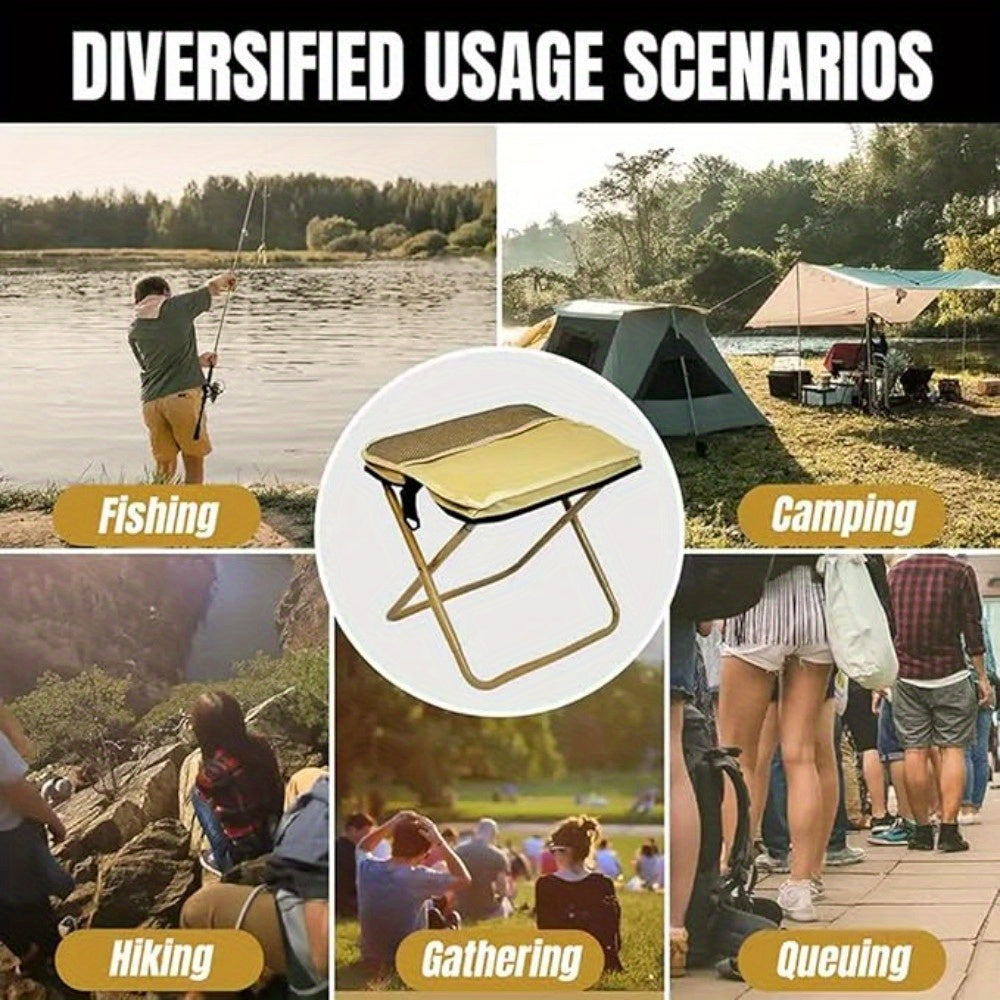 Portable Folding Backpack Chair with Carry Bag - Compact Lightweight Stool for Camping, Fishing, Picnic & Travel - Ergonomic Design, Durable Metal Frame & Breathable Mesh Storage Pocket, Folding Camping Chair, Sturdy Construction